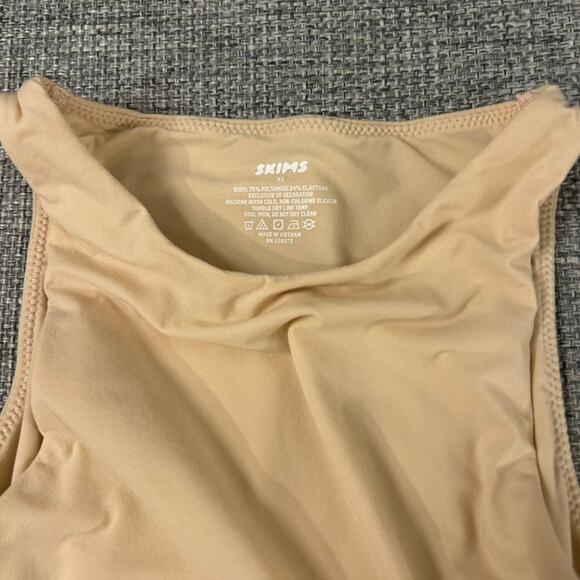 Skims Fits Everybody High Neck Thong Bodysuit Sand Beige Size XS Nude Shapewear - Picture 8 of 14